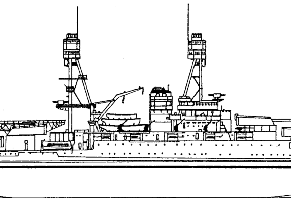 Боевой корабль USS BB-37 Oklahoma 1930 [Battleship] - чертежи, габариты, рисунки